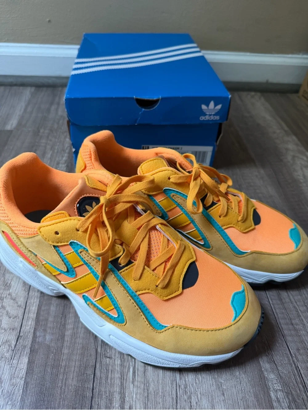 adidas Kids Orange & Teal Retro Runner Sneakers